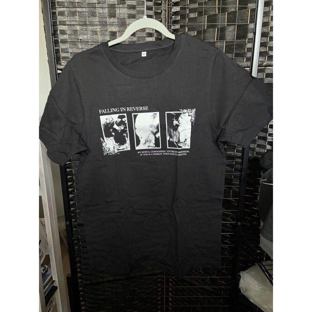 Falling In Reverse Black Band Music Graphic Print Short Sleeve Crew Neck Tee M